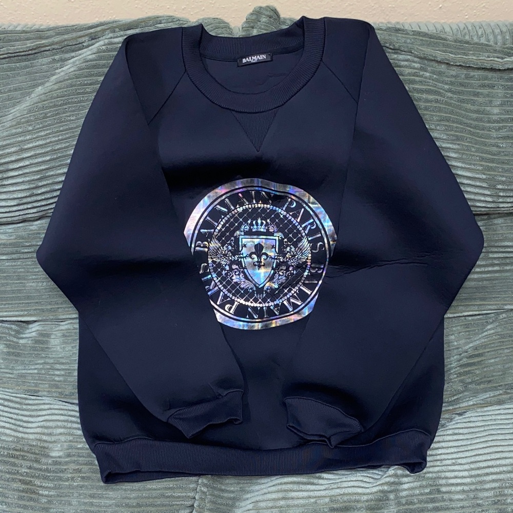 Balmain Black Logo Crewneck Sweatshirt